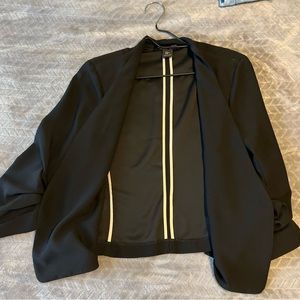 RACHEL ZOE |LIKE NEW| Open Front Asymmetrical Hem Ruched 3/4-Sleeve Crop Blazer